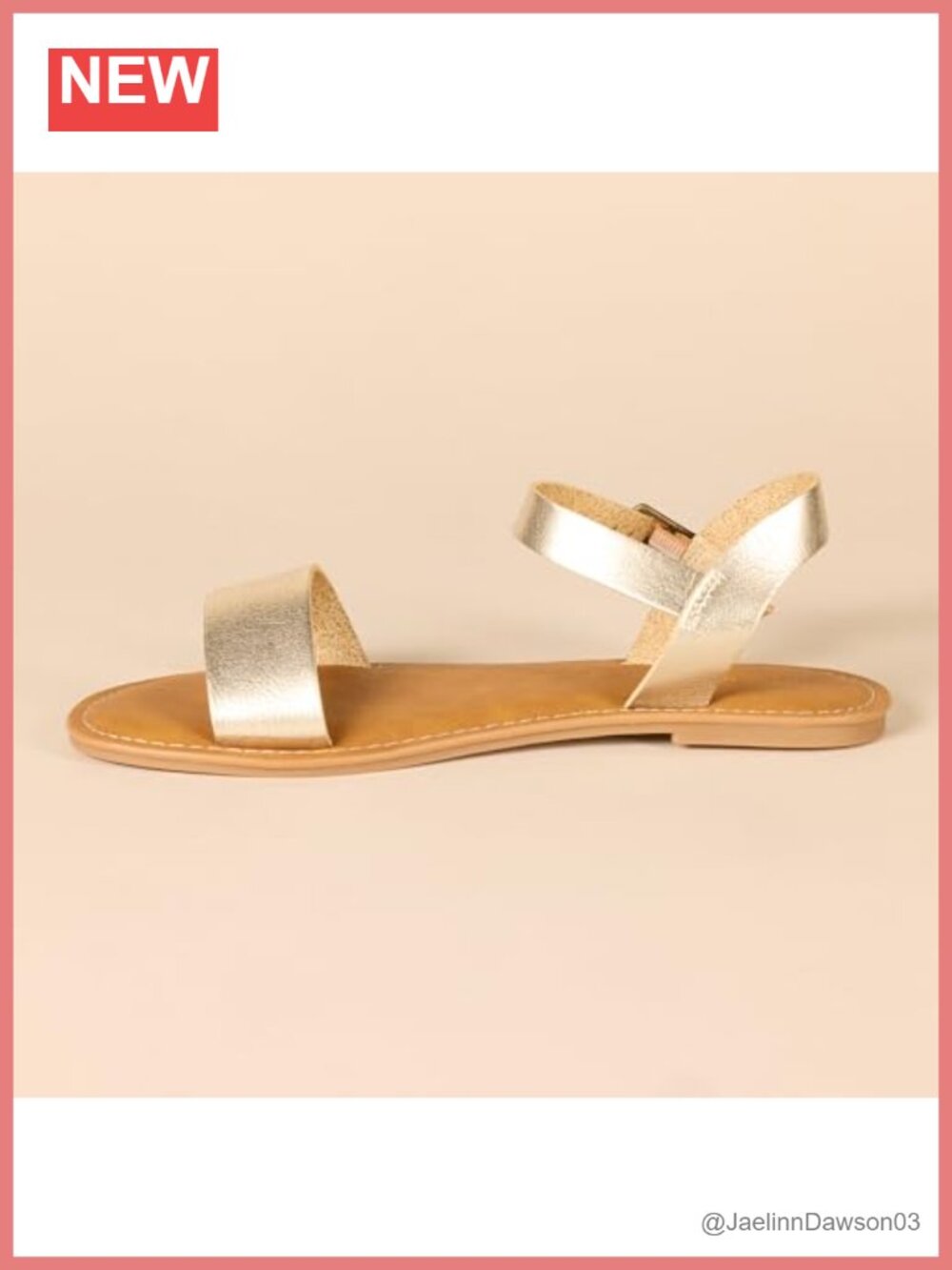 Women's Faux Leather Two Strap Buckle Sandals with Adjustable Ankle Strap